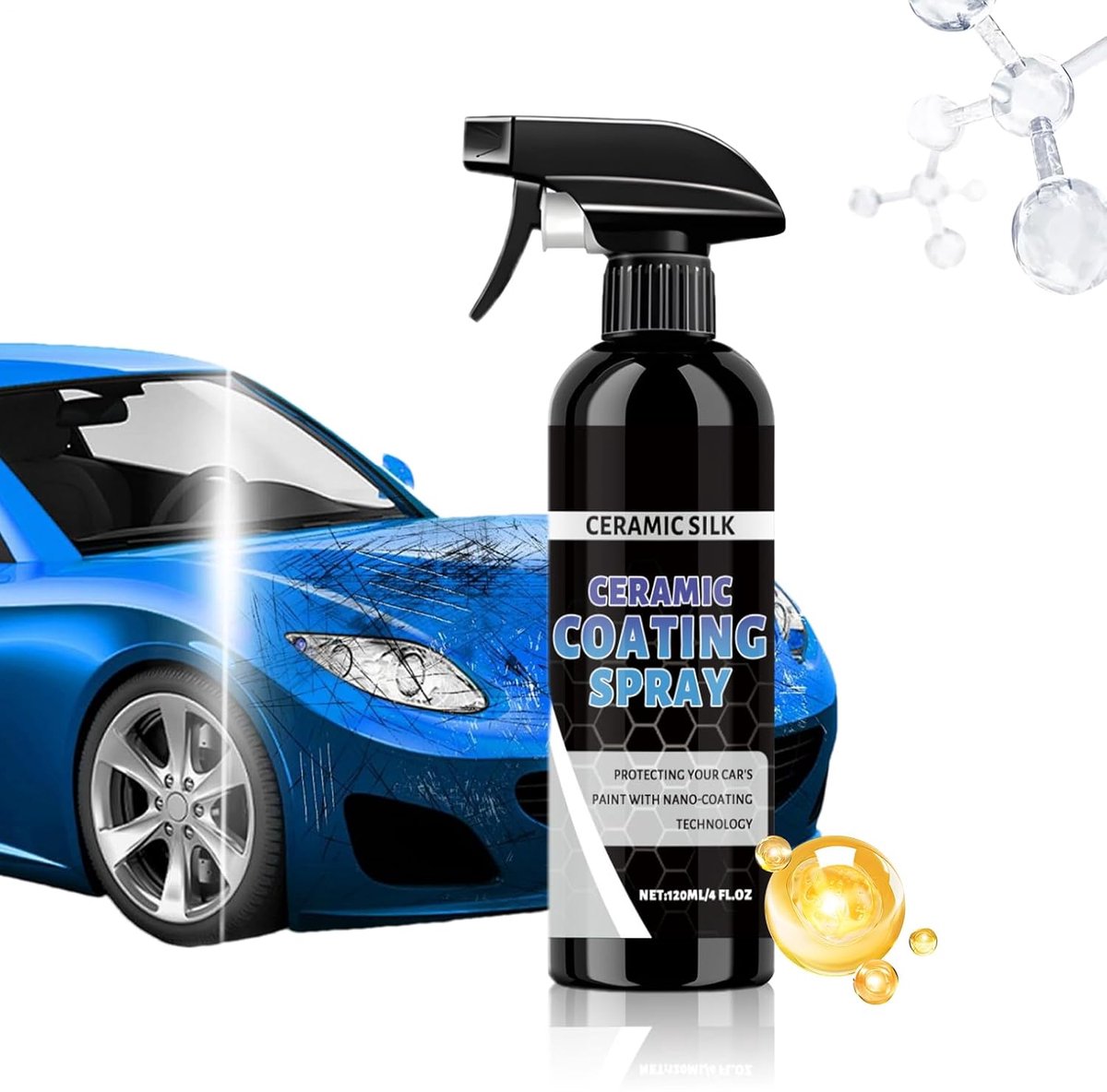 Keramische Coating Spray - Autodetailer Hydrofobe Agent - Voertuig Beschermen - Duurzame Anti-kras Formule - 120 ml - Transparant