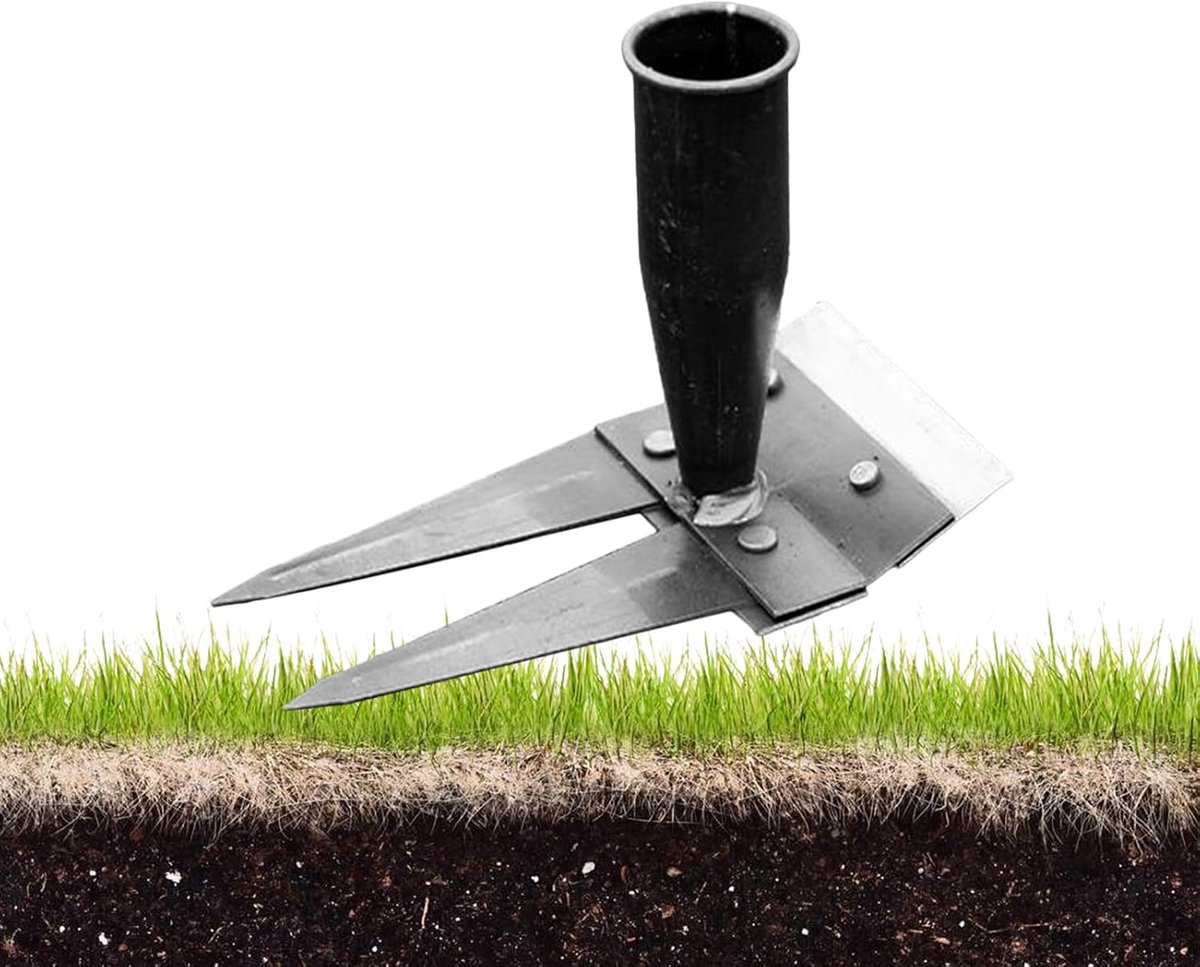 Gazon hark - Onkruidverwijderaar - Tuinonderhoud - Dubbelzijdige kop - 20 cm breed - Metaal