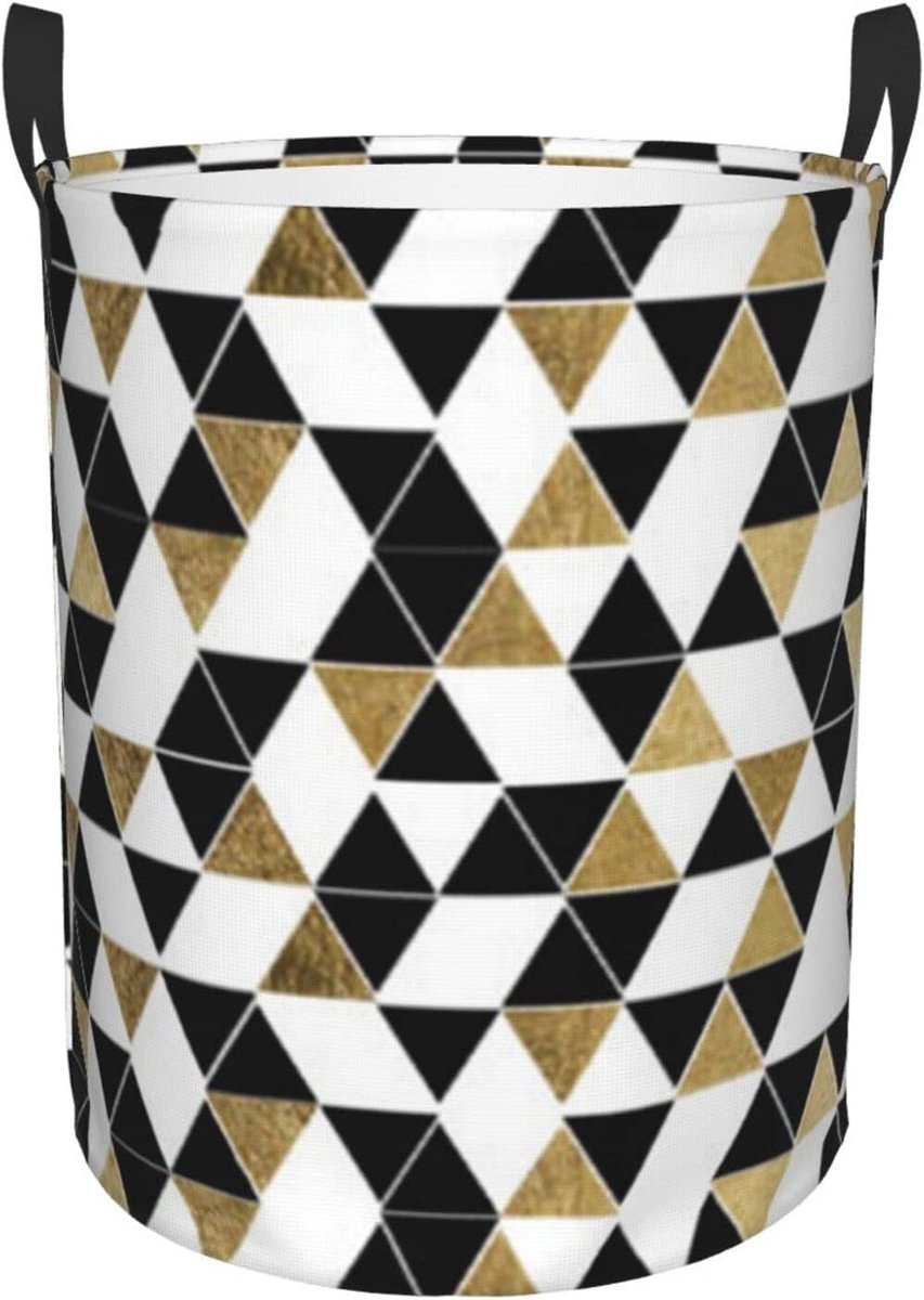Grote Wasmand Vuile Kleding Mand Kleding Opbergen Waterdichte Oxford Stof 42x34x42 cm Zwart Wit Goud
