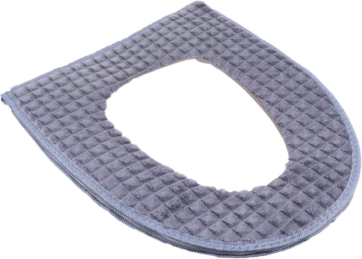 Toiletzittinghoes - Zachte toiletring - Warmte en comfort - Met rits sluiting - 43 x 37 cm - Grijs
