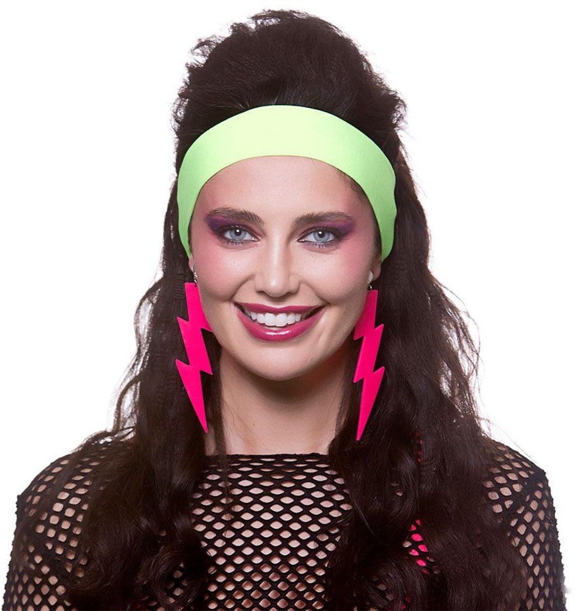 Haarband neon groen 80-jaren