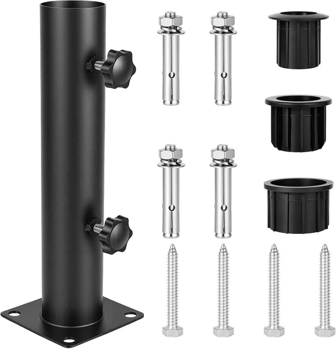 Parasolstandaard - Zwart - Verstelbaar voor verschillende diameters - Ruimtebesparend - Voor Tuin, Terras of Balkon