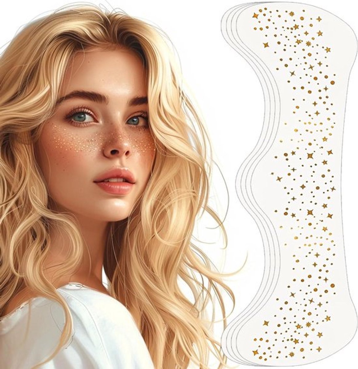 Zomersproeten maskers - Allecto Plus glitter make-uppatches voor