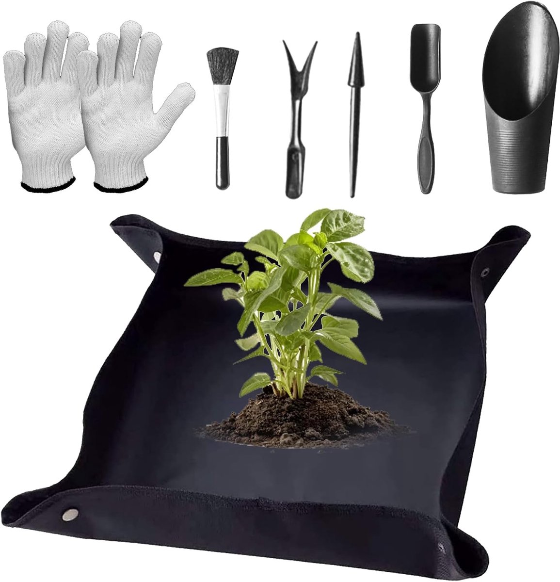 Umtopfmatte Set 100x100 cm - zwarte tuinmatte - vouwbaar - ideaal voor potten en planten - ShopVlot