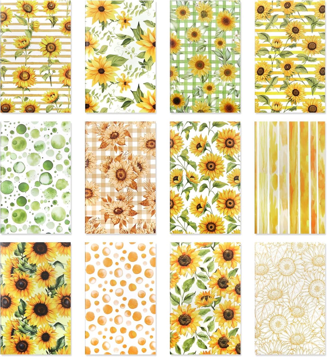 Notitieboekjes set 12 stuks - zonnebloem design - mini formaat - perfect voor notities onderweg - ShopVlot