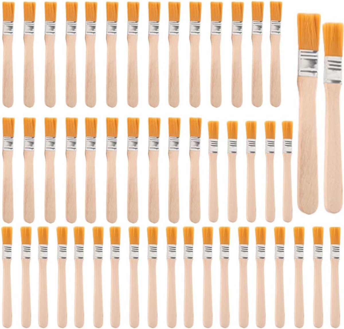 Verfborstel set 50 stuks - nylon vlak - houten handvat - ideaal voor schildertechnieken - ShopVlot