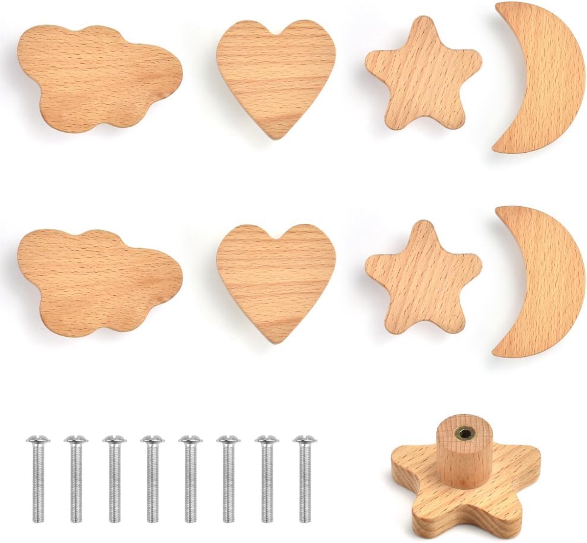 Ladeknop met houten handgreep - kindvriendelijk - geschikt voor kindermeubels - eenvoudige montage - ShopVlot