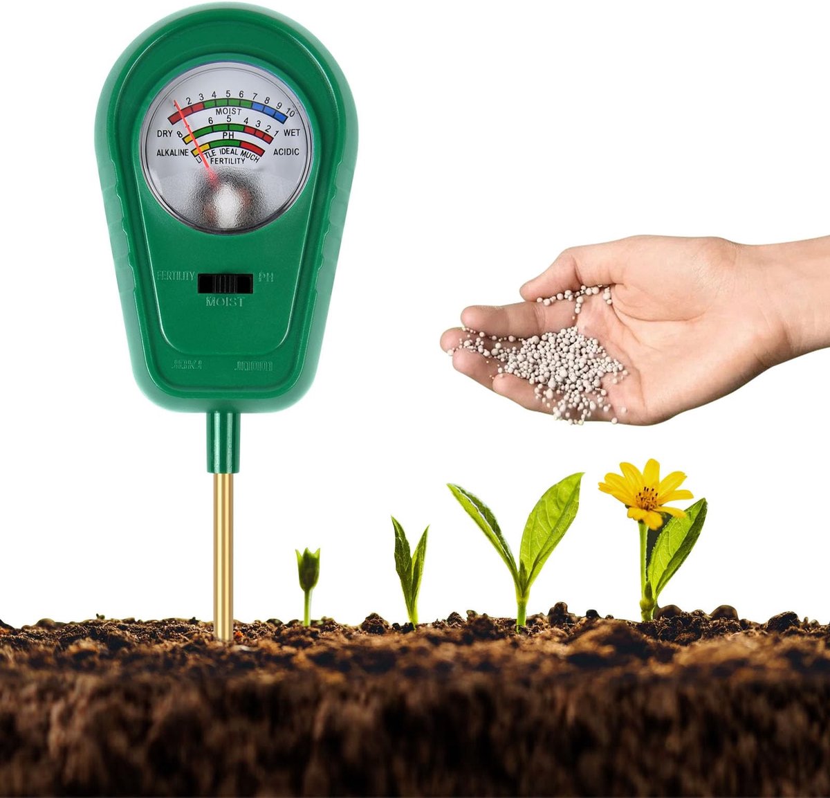 Solidchoice - 3-in-1 Grondmeter voor Vochtigheid, Voeding en pH