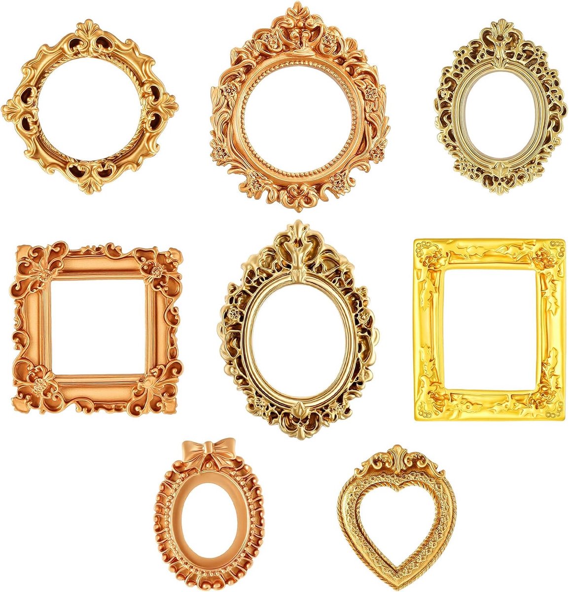 Mini fotolijsten set van 8 - kleine gouden fotolijsten - vintage stijl - perfect voor decoratie - ShopVlot