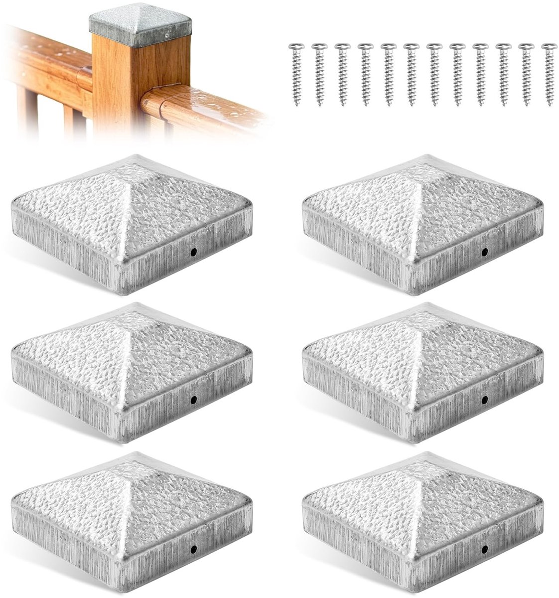 Solidchoice - Set van 10 Roestvrijstalen Paaldoppen, 9 x 9 cm