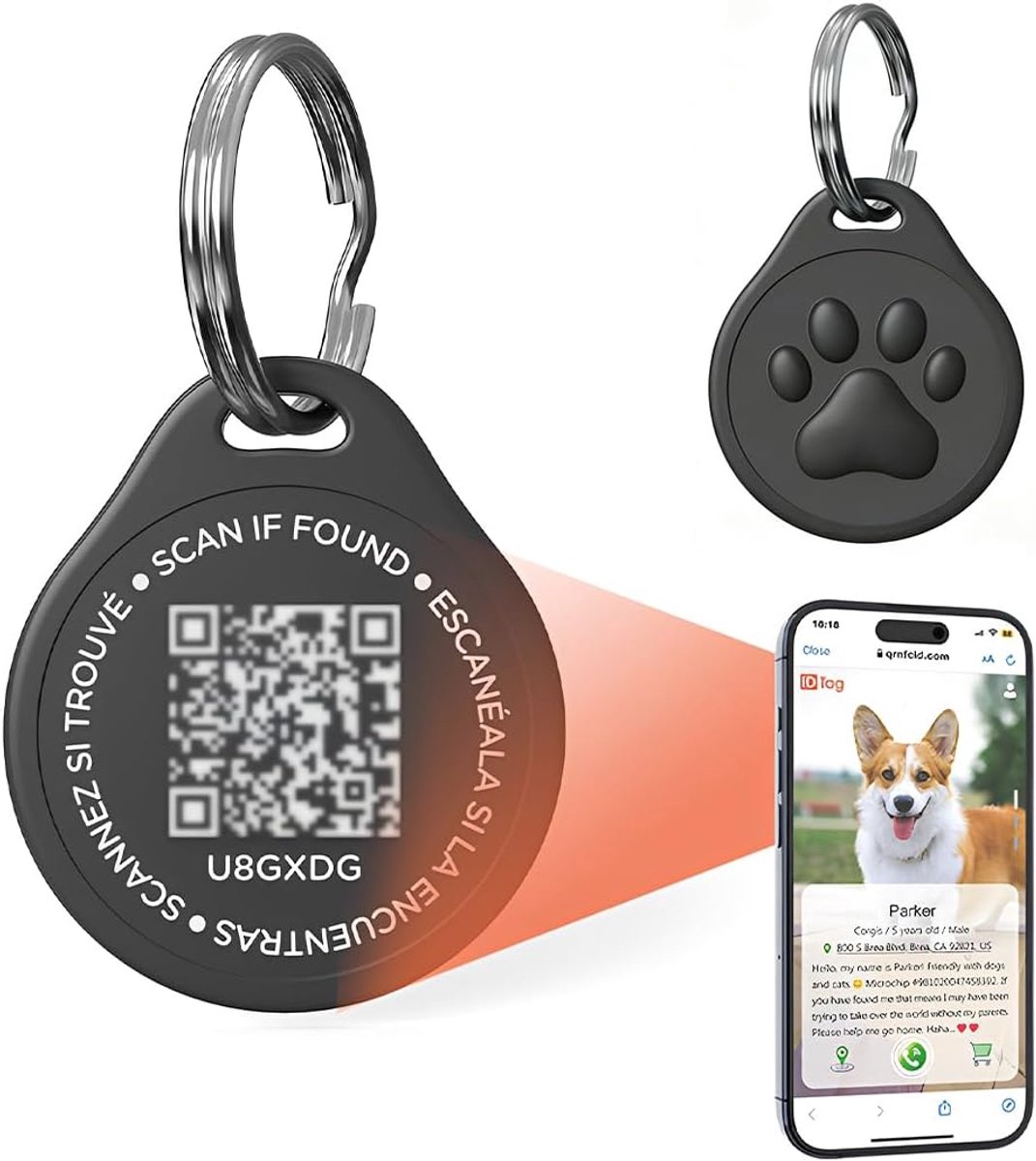Honden- en kattenlabel - roze - QR-code - voorkomt verlies - ShopVlot