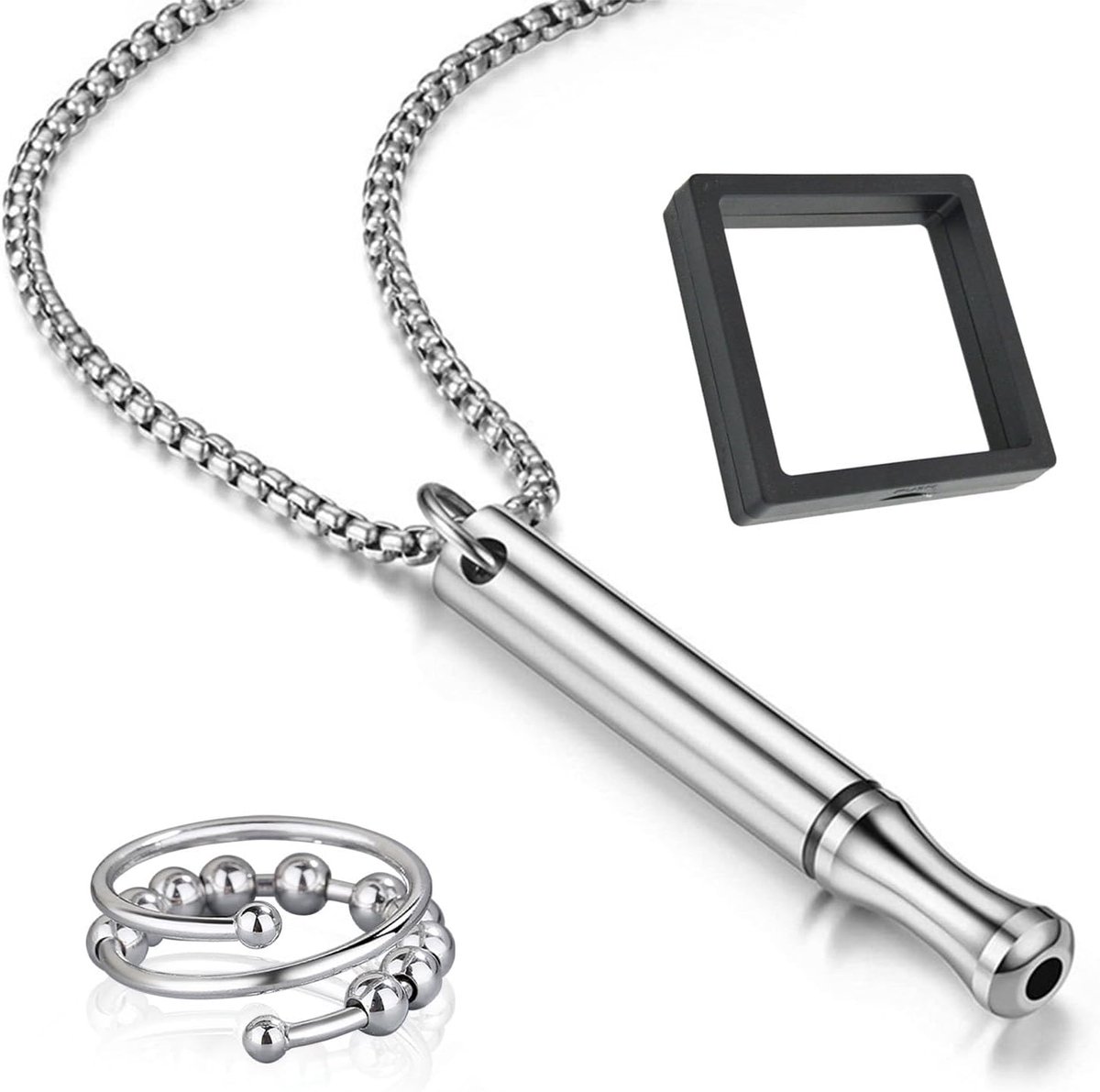 Mindfulness ketting set - roestvrij staal - ademhaling keten - ideaal voor stressreductie - ShopVlot