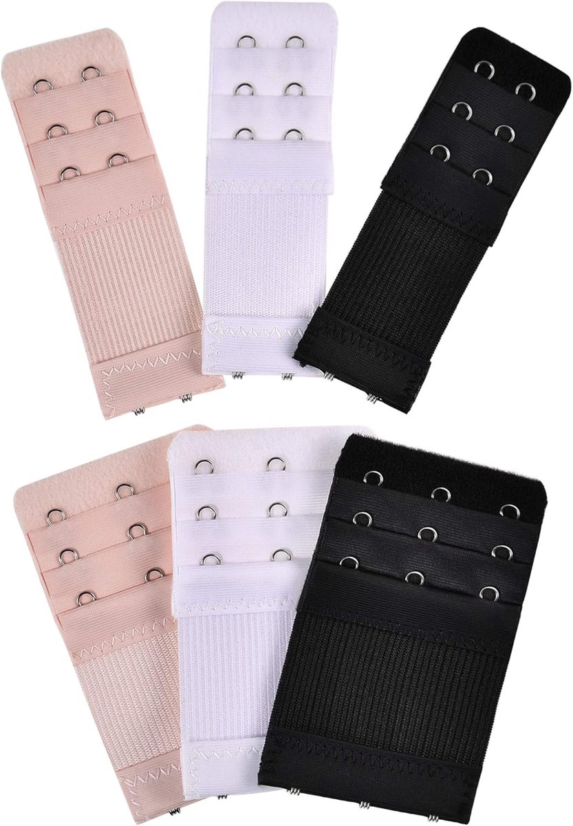Brahouderset Pack van 6 - Elastische Bra Extender - 3 Rijen x 3 Haken, 3 Rijen x 2 Haken - Comfortabele Pasvorm - ShopVlot