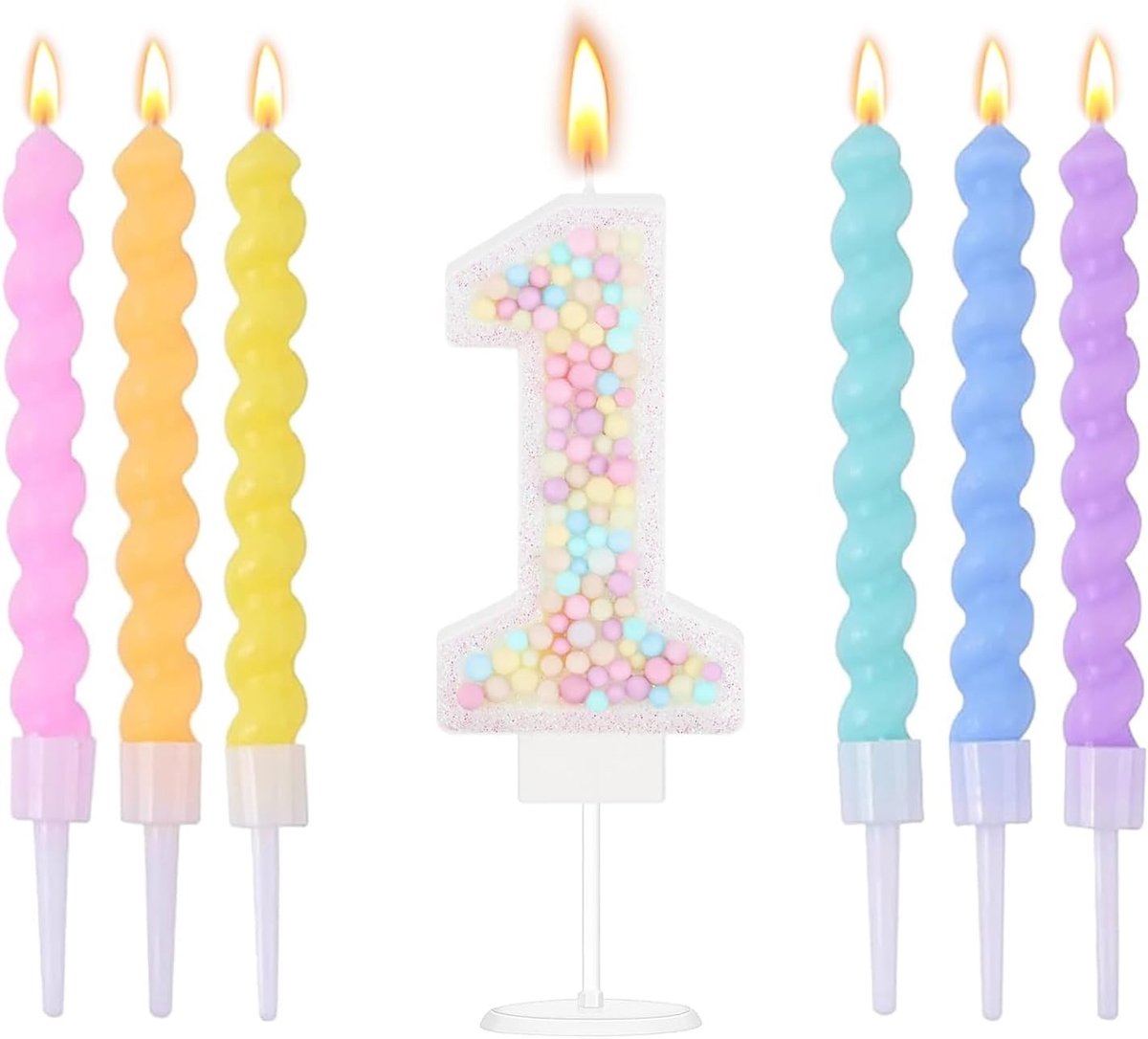 Macaron Birthday Candles Figures 1 - Colorful Candles for Cake, Birthday (6 PCS) - ShopVlot