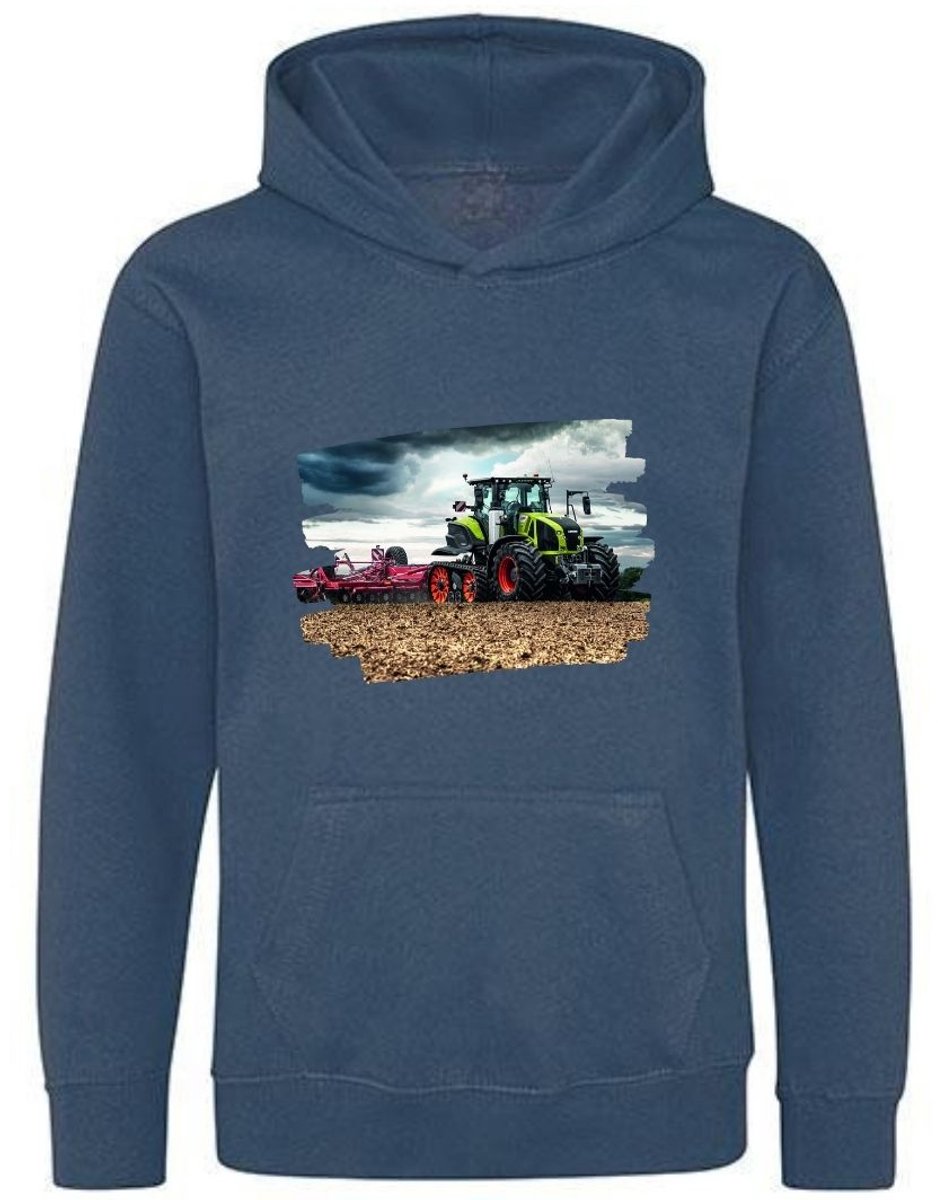 Blauwe hoodie met trekker - Blauw - 134/140