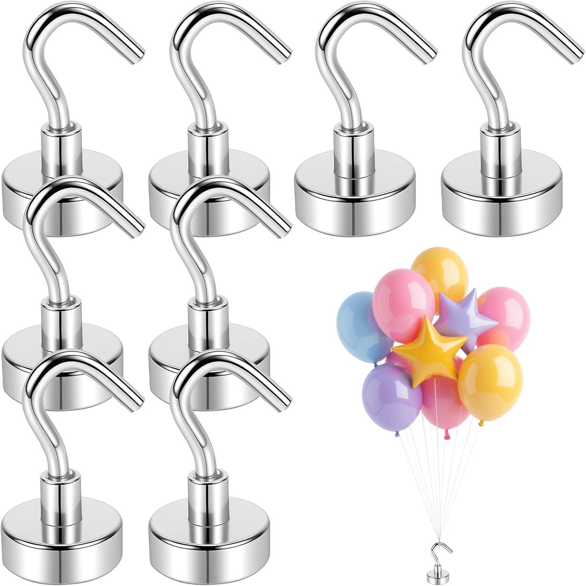 Ballongewicht voor heliumballonnen met magneethaken, 6 stuks herbruikbare ballongewichten voor feestjes, bruiloften - ShopVlot