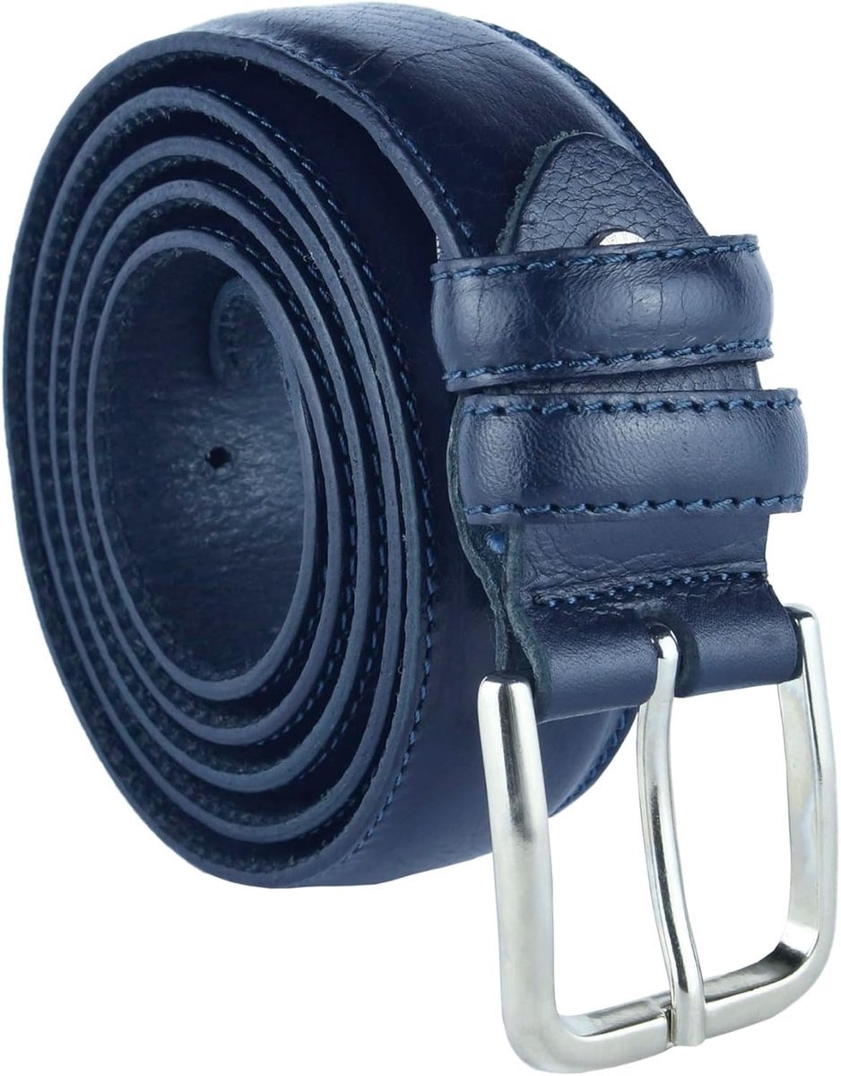 Conte Massimo Men's Belt Made of Genuine Leather with Stitching, Can Be Shortened - ShopVlot
