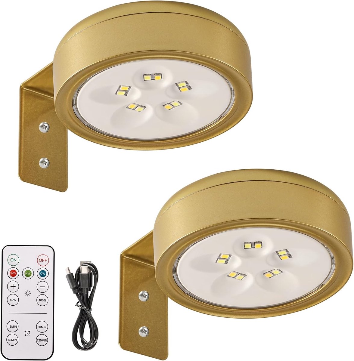 Pack of 2 Wireless Picture Lights with Remote Control Photo Light Wireless with 3 Color Temperatures Painting Light - ShopVlot