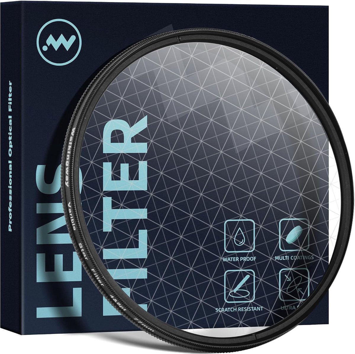 Walking Way Starburst Variable Star Filter 82 mm Lens Filter 4-8 Points with HD Optical Glass, Cross Glitter Filter - ShopVlot