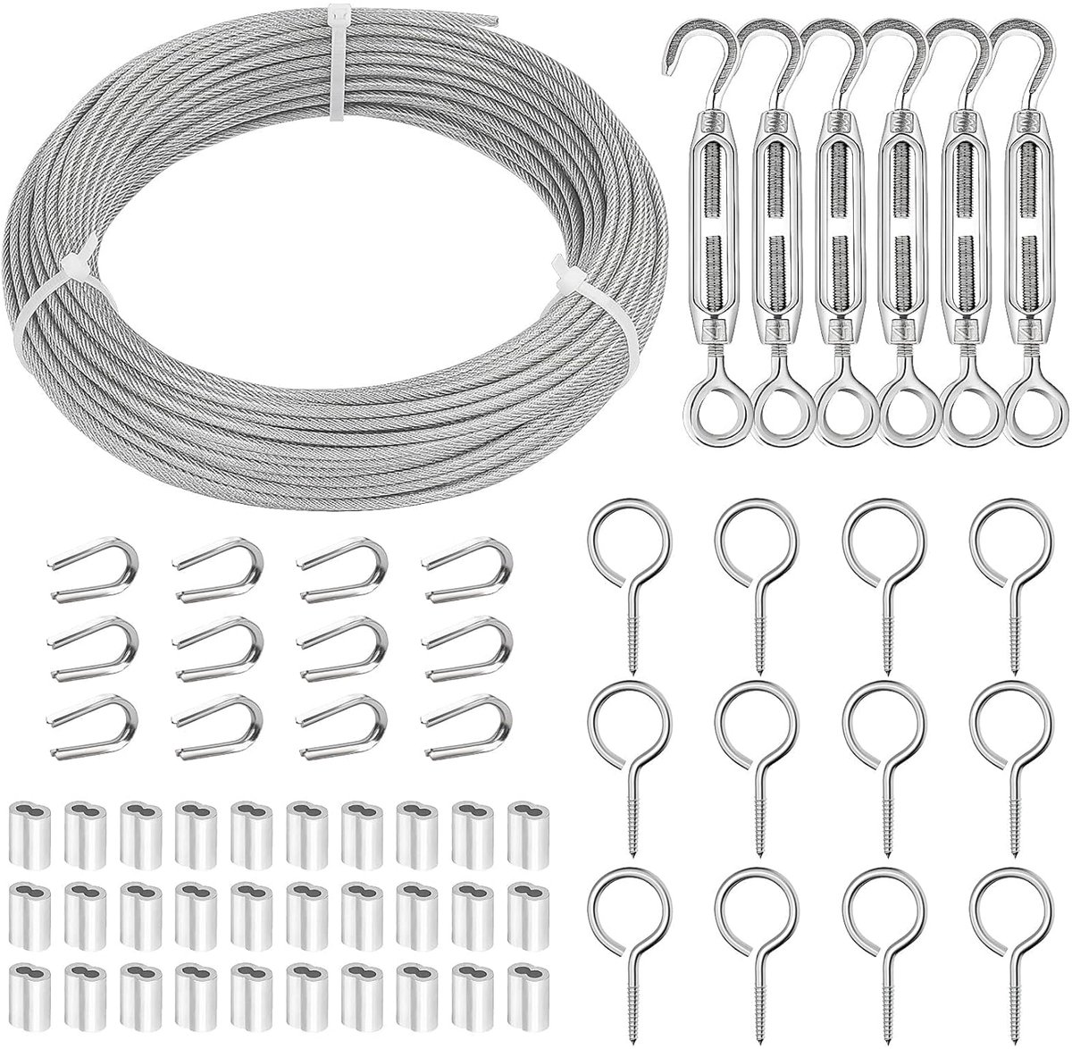TooTaci 1/8 stainless steel cable wire rope, turnbuckles for cable wire, 100 ft 1/8" Vinyl coated steel cable - ShopVlot