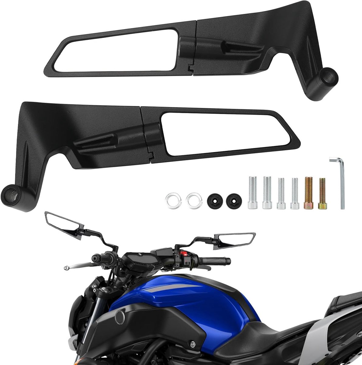 Universal Adjustable Motorcycle Handlebar Rearview Mirrors, Motorcycle Side Mirrors for Z650 Z900 Z1000 Duke 390 790 - ShopVlot