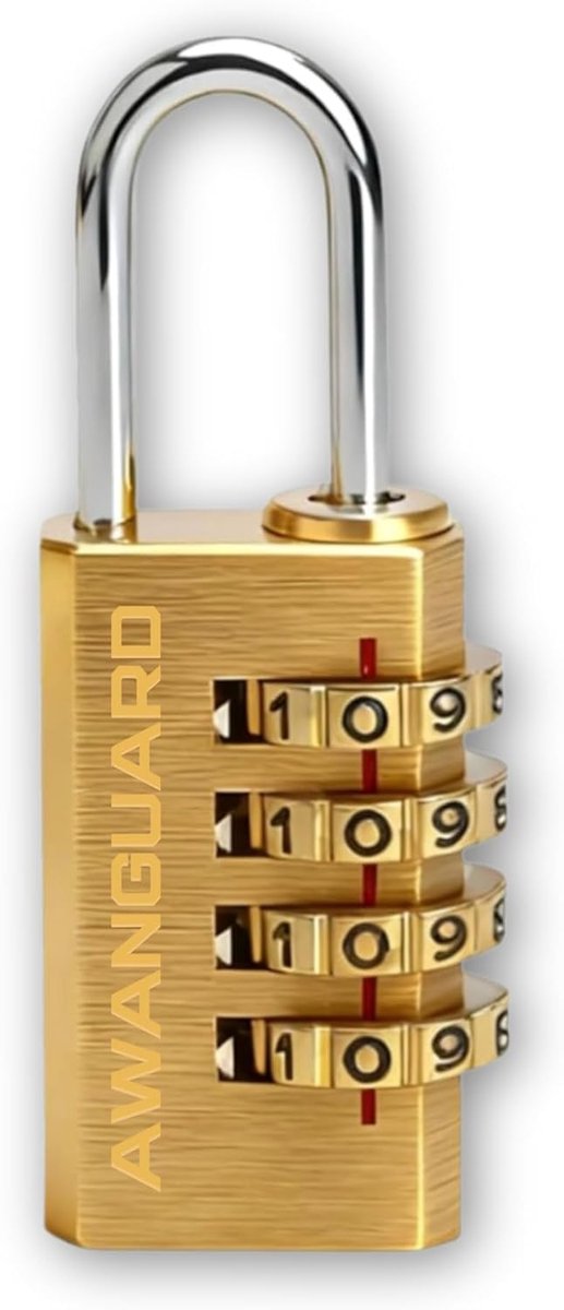 4 Digit Combination Brass Padlock, Lock with Number Code, Basement Lock for Locker, Suitcase, Cabinet. Suitable for - ShopVlot