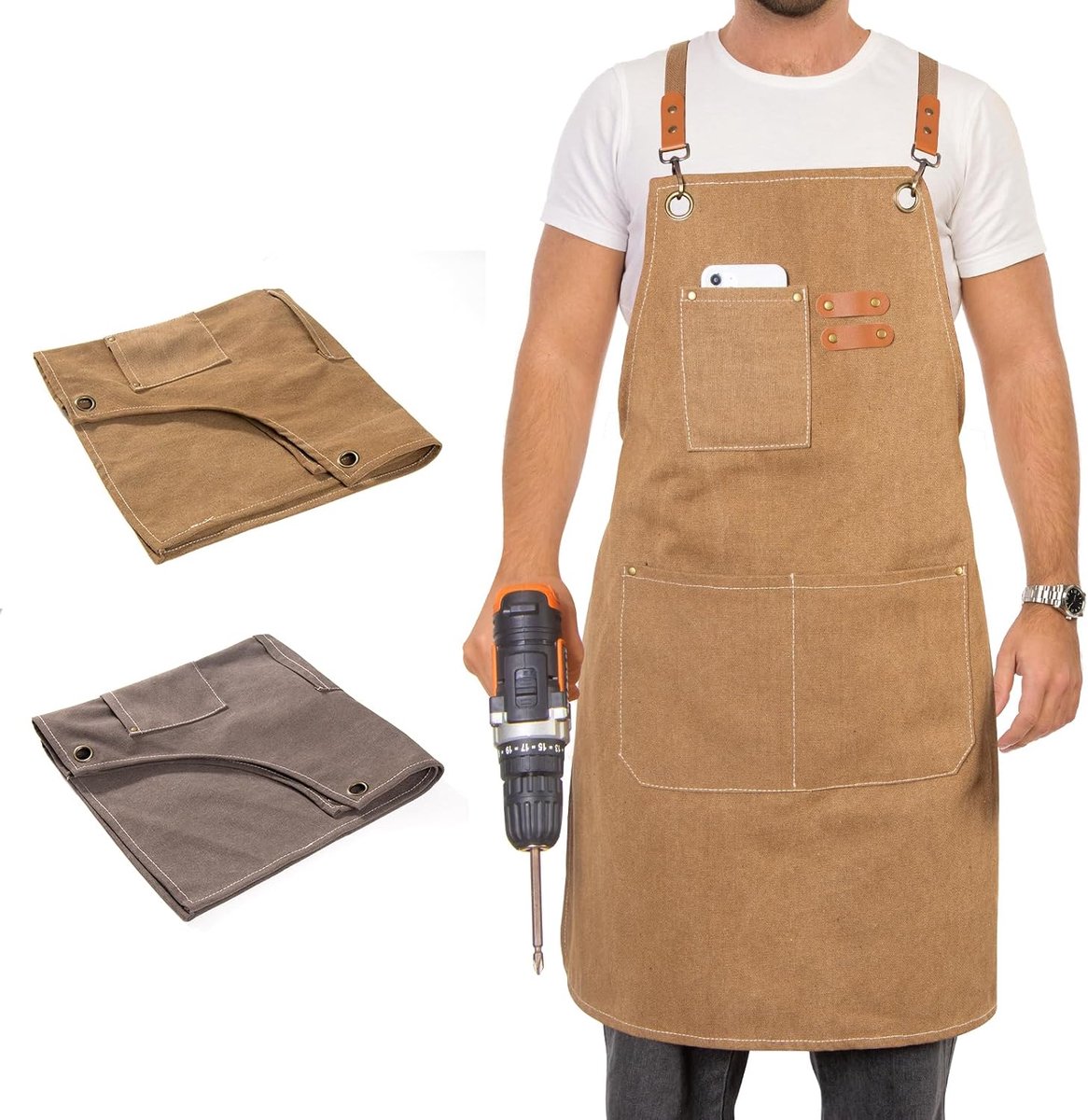 Tarpaulin apron, adjustable protective clothing, tool apron, thick flame retardant work apron, working apron with - ShopVlot