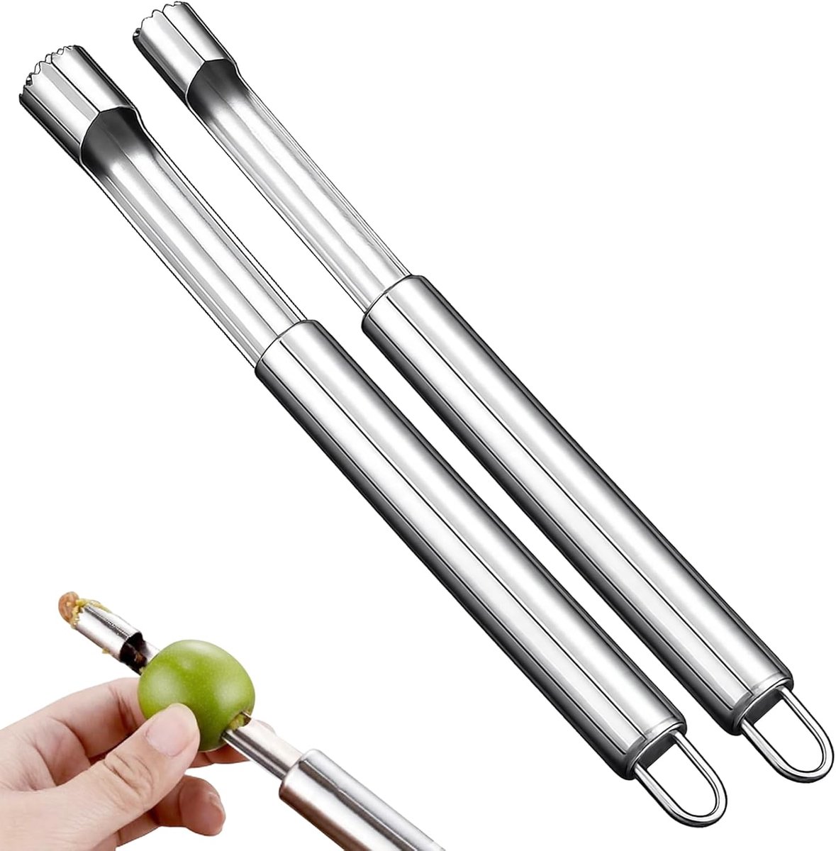 2 stuks appeluitstekers, roestvrij staal, appelpituitstekers voor het ontpitten van fruit (zilver) - ShopVlot