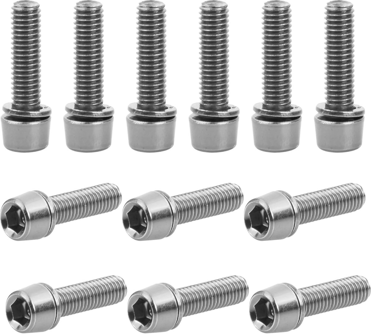 Pack of 12 Screws M5 x 18 mm Front Construction with Washers for Mountain Bike, Brake Disc, Clamp, Power (Silver) - ShopVlot