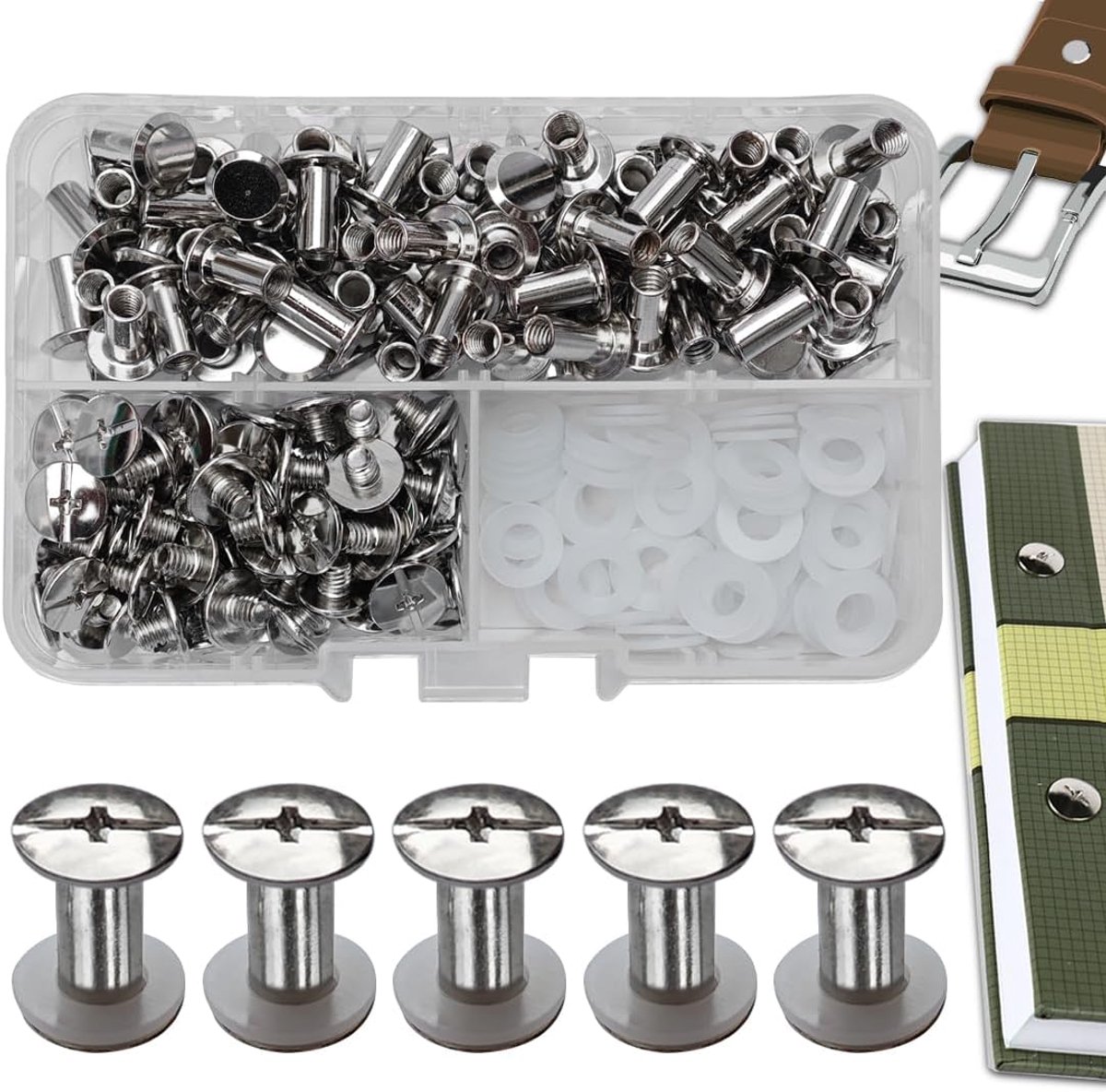 Chicago Book Screws Stainless Steel M5 x 10 mm Chicago Screws Book Binding Screws Screw Rivets for Leather Bags Books - ShopVlot