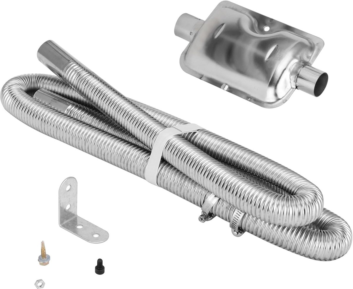 25mm exhaust hose for power generator, 150cm car stainless steel exhaust pipe with exhaust silencer and hose clamp - ShopVlot