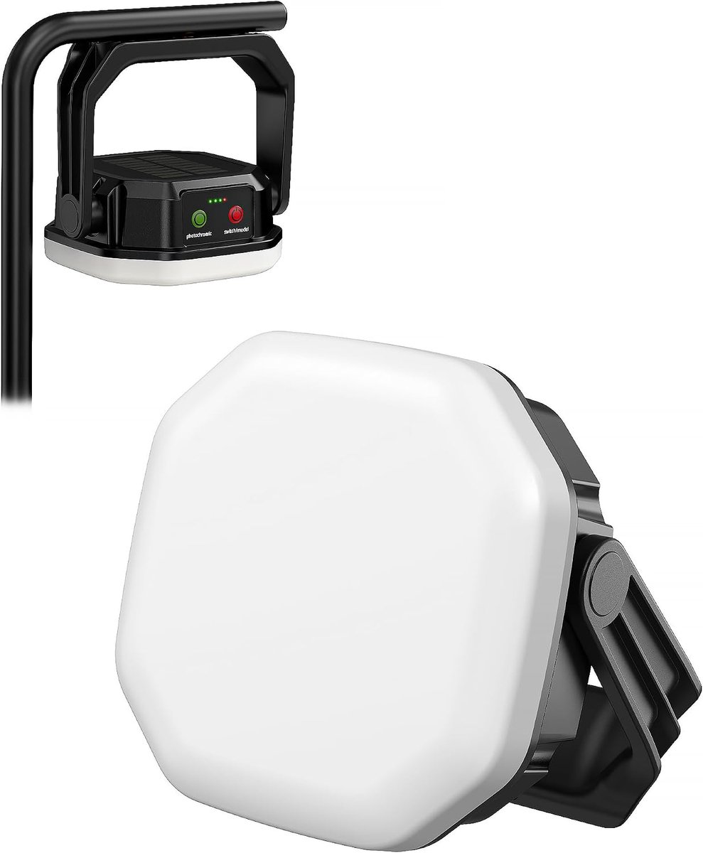 TechRise Led-campinglamp op zonne-energie, oplaadbare campinglamp met 3 verlichtingsmodi, haak en magneet, 6700 mAh - ShopVlot