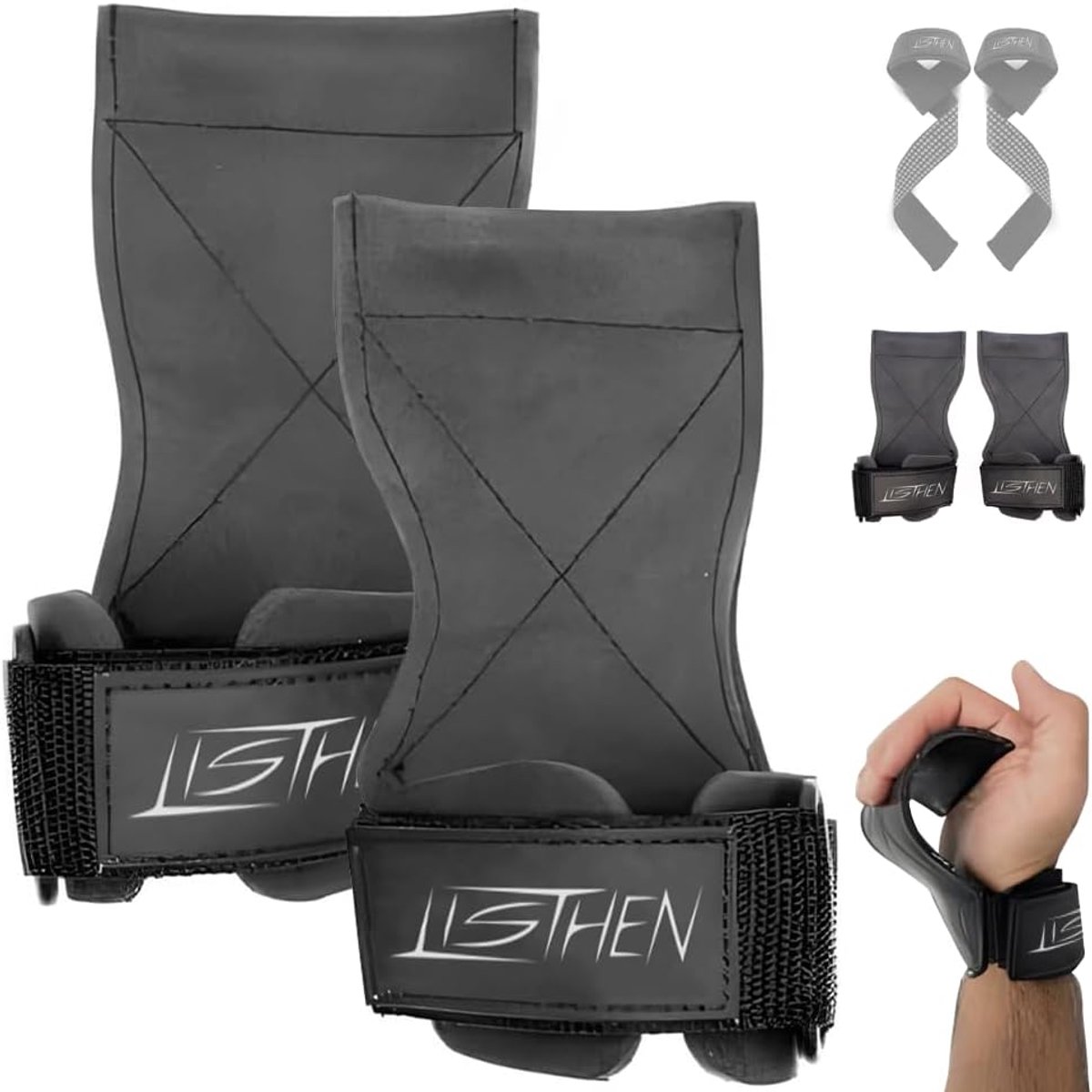 Gym polsbanden, grepen met haken voor gewichtheffen en deadlift, ideaal voor gewichtheffen en bodybuilding, deadlift - ShopVlot