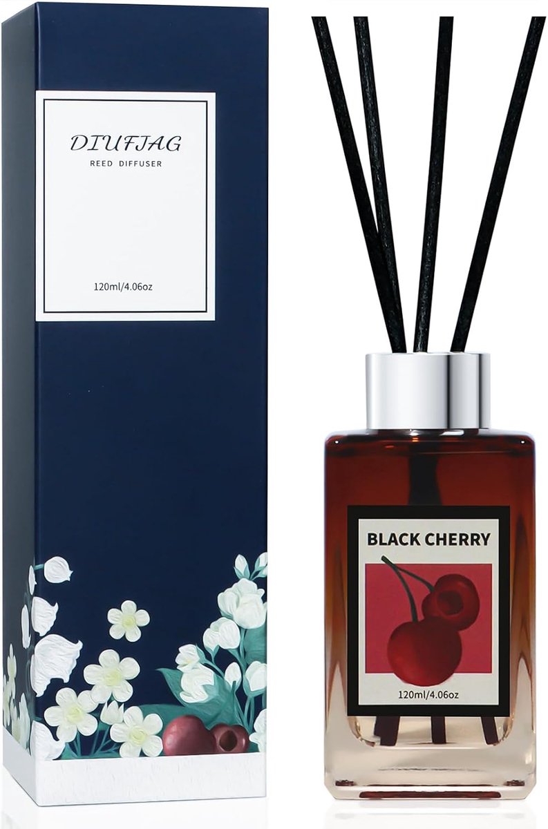 Black Cherry Room Fragrance Fragrance Sticks with 8 Sticks, 120ml, Home Fragrance Black Cherry Reed Diffuser Air - ShopVlot