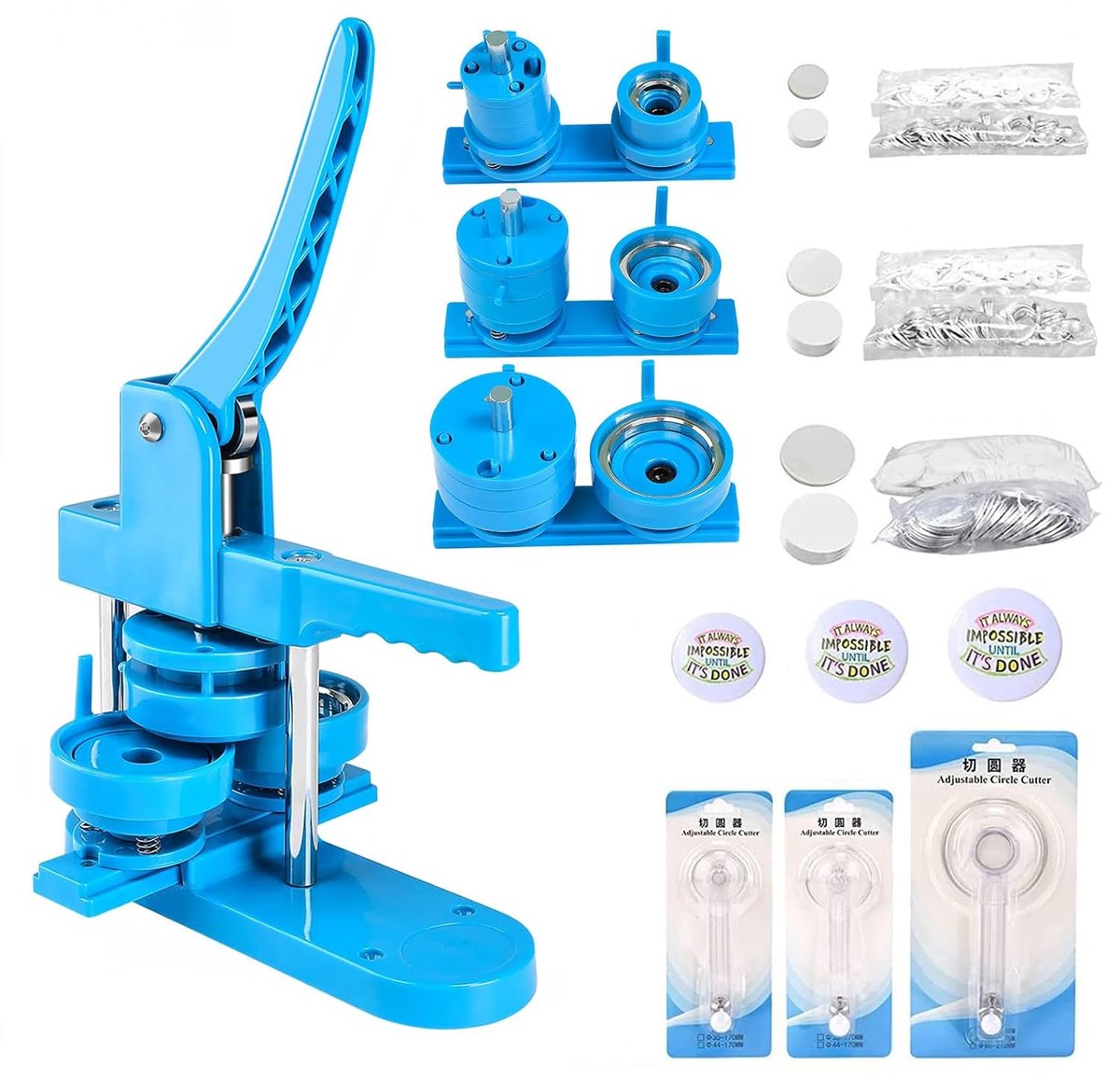 DIY Cutter with Button Fastening 25mm/32mm/58mm Shaping, Pin Badge Maker Button Die Cutting Knots with 300 Button - ShopVlot