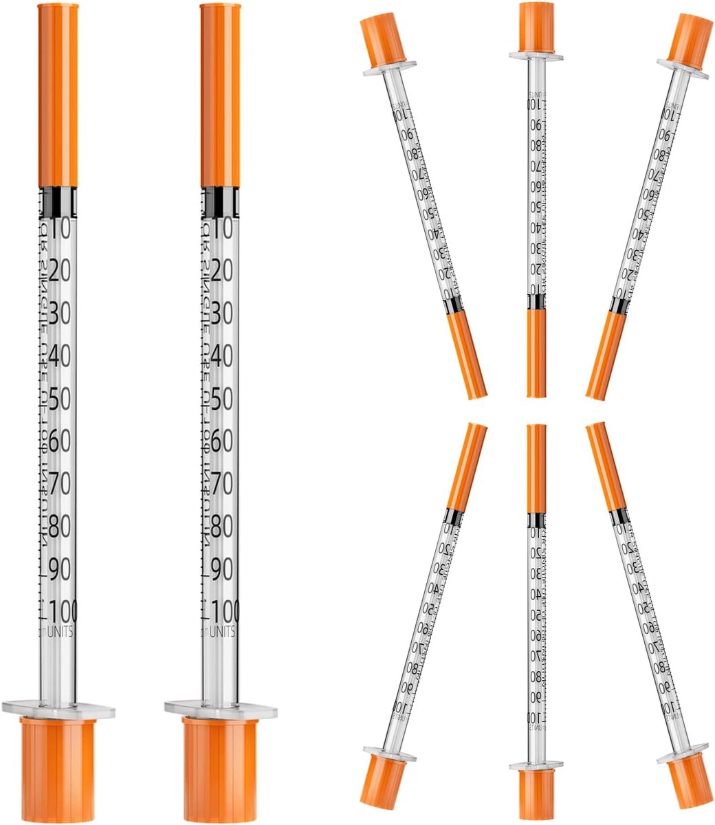 100 pcs 1.0 ml plastic tube 31G 8 mm, syringe with shell individually sealed for liquid separation, laboratory - ShopVlot