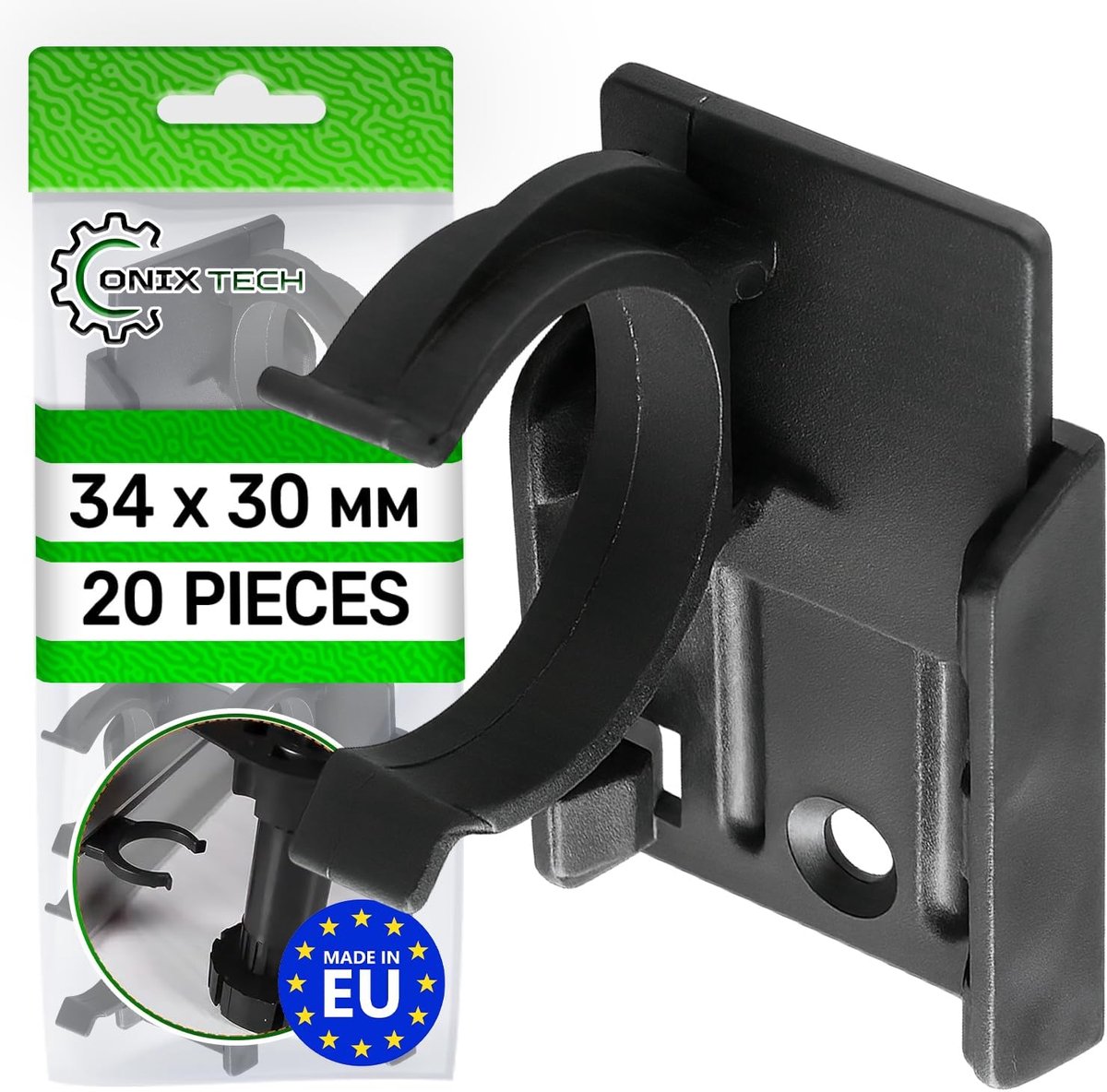 ONIX TECH Zocalo 20 stuks keukenklemmen met plaat 37 x 30 mm - beenklemmen voor meubels van kunststof - in zwart - ShopVlot