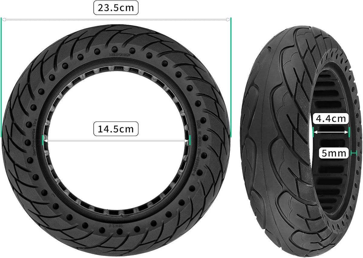 Full Tyres 10 x 2.5 Replacement Tyres for Ninebot G30 Max 60/70-6.5 Solid Tyres, Heavy Load, Spare Wheels for Scooter - ShopVlot