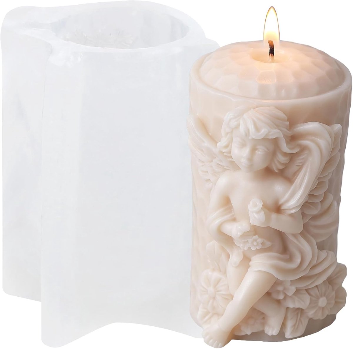 XIAOSHUI Fishing Column Candle Shape Angel Column Resin Casting Mold Silicone Mould for Candles Making Aromatherapy - ShopVlot