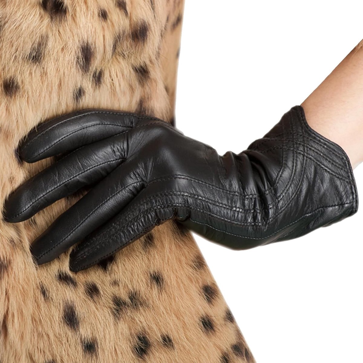 Nappa Leather Gloves Warm Handmade Curve Lambskin For Women - ShopVlot
