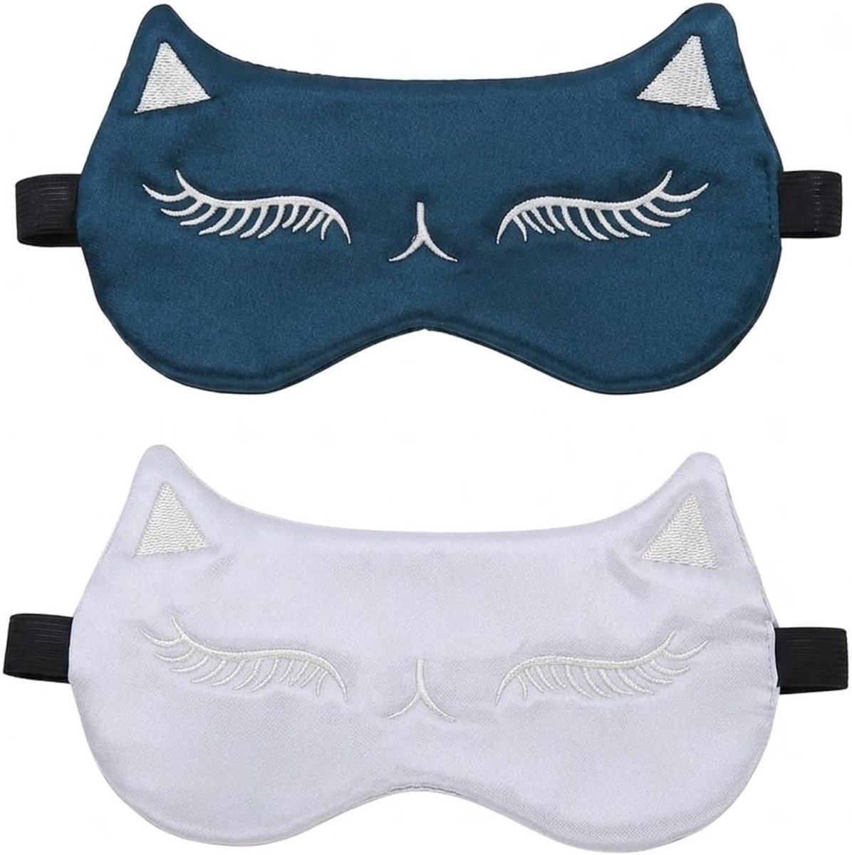 Slaapmasker Set 2 Stuks - Lichtgrijs En Olijfgroen - Zacht En Verduisterend - Ideaal Voor Reizen - ShopVlot