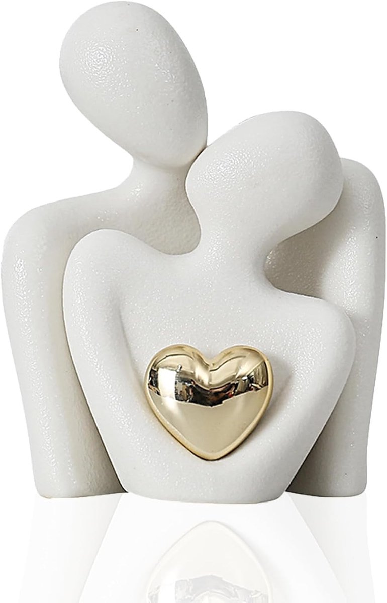 Bruidspaar figuren - wit beeldje - decoratieve sculptuur - perfect voor Valentijnsdag - ShopVlot