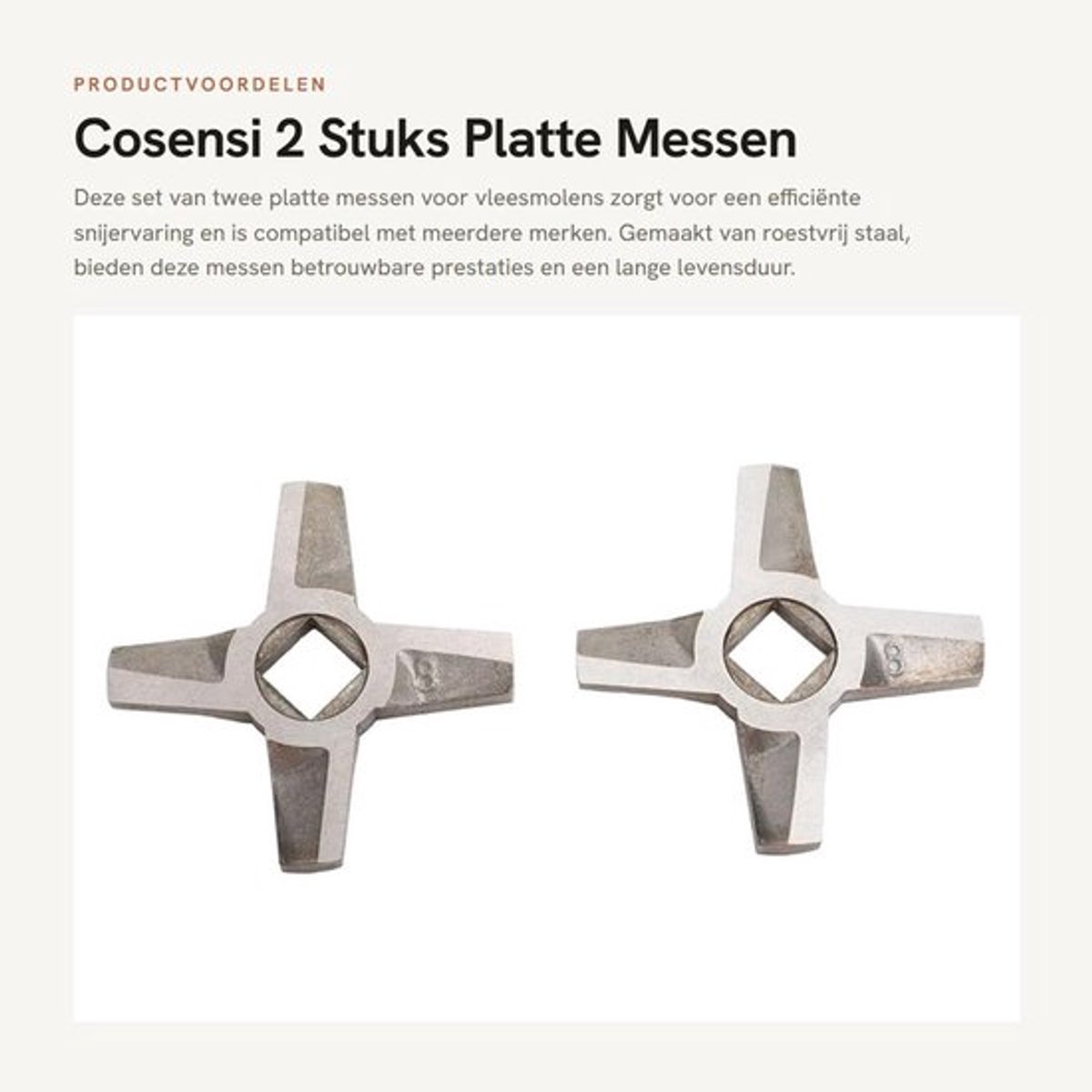 Vleesmolen Mes 2 Stuks - Roestvrij Staal - Platte Messen - Vervangingsaccessoires - Compatibel met Meerdere Merken - Betrouwbare Prestaties