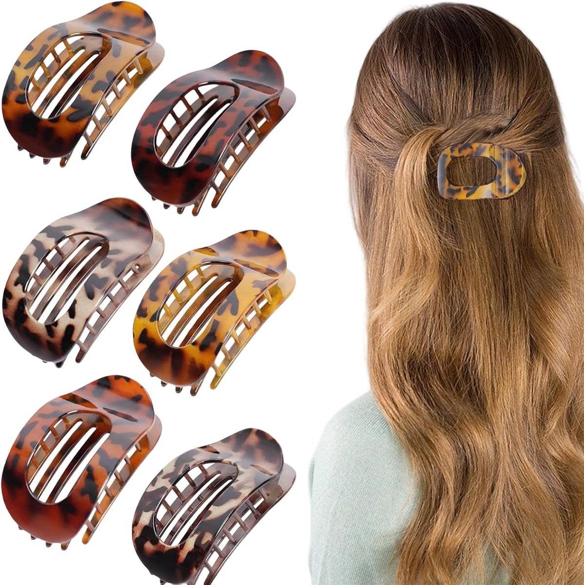 Haarklemmen voor dames - platte haarklem - bruin - sterke grip voor dun haar - ShopVlot