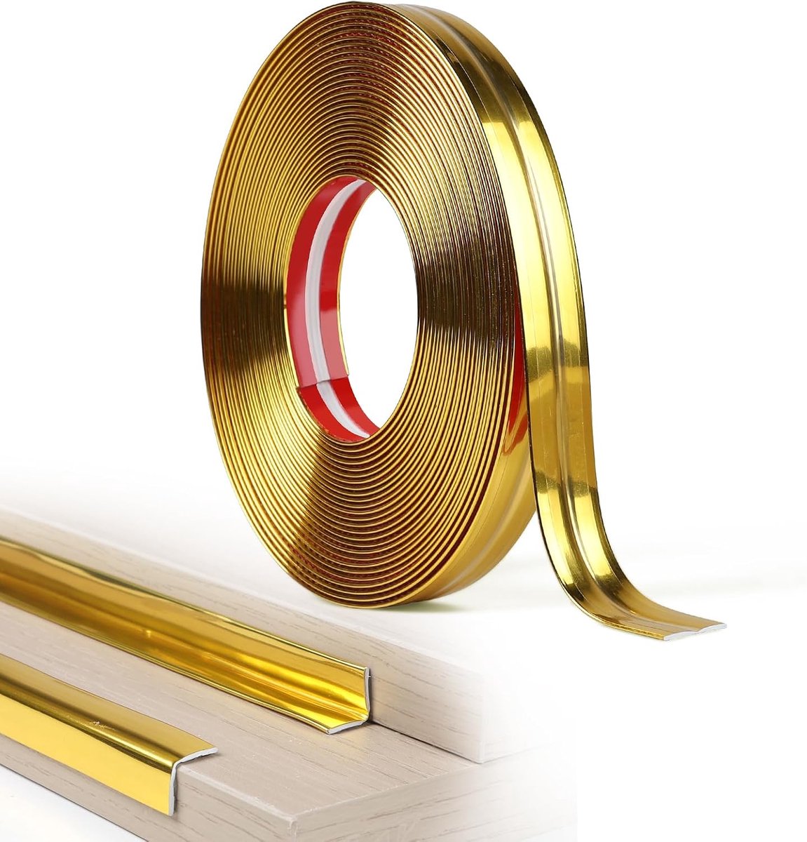 Hoeklijst zelfklevend 2 cm x 10 m - Spiegelgoud PVC - Voor wanden en hoeken - Eenvoudige installatie - ShopVlot