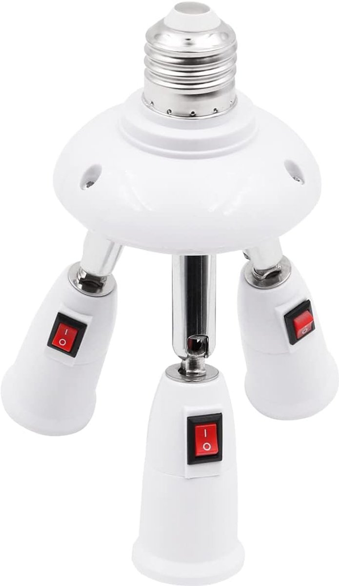 E27 lichtsocket splitter - 3 in 1 verstelbaar - met schakelaar - ideaal voor thuisgebruik - ShopVlot