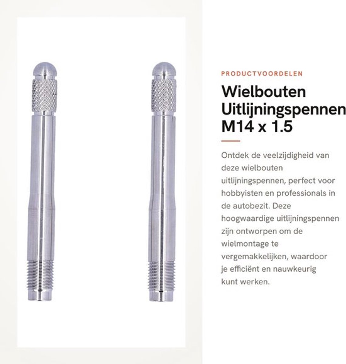 Wielbouten Uitlijningspennen - 2 Stuks - M14 x 1.5 Draad - Roestvrij Staal - Auto Gereedschap - Compatibel met GM/PSA/Saab - Uitlijnpen