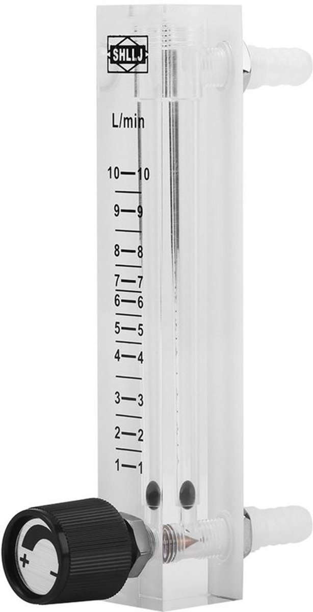 Gasstroommeter 1-10LPM - Debietmeter met Regelklep - Hoogwaardig Acryl - Voor Zuurstof/Lucht/Gas - Eenvoudig te Bedienen - 8 mm Weerhaken