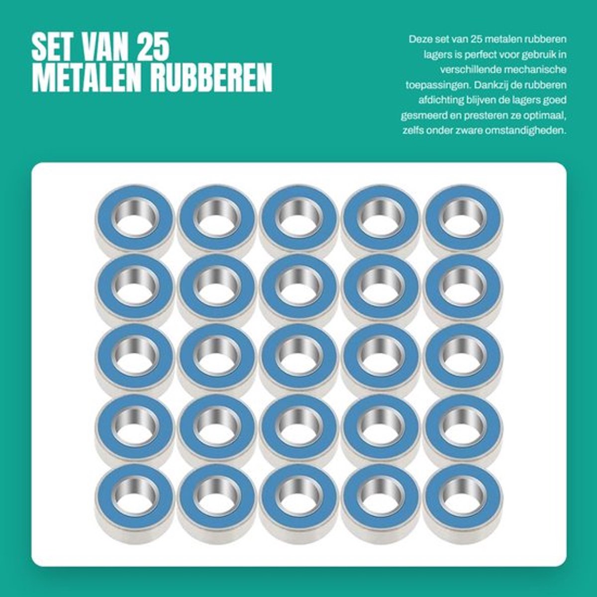 Lagers 25 Stuks Set MR115 2RS - Metalen/Rubberen Lagers - 5x11x4mm - Dubbele Rubber - Smeermiddel Besparend - Goede Prestaties Onder Zware Omstandigheden - Kogellager