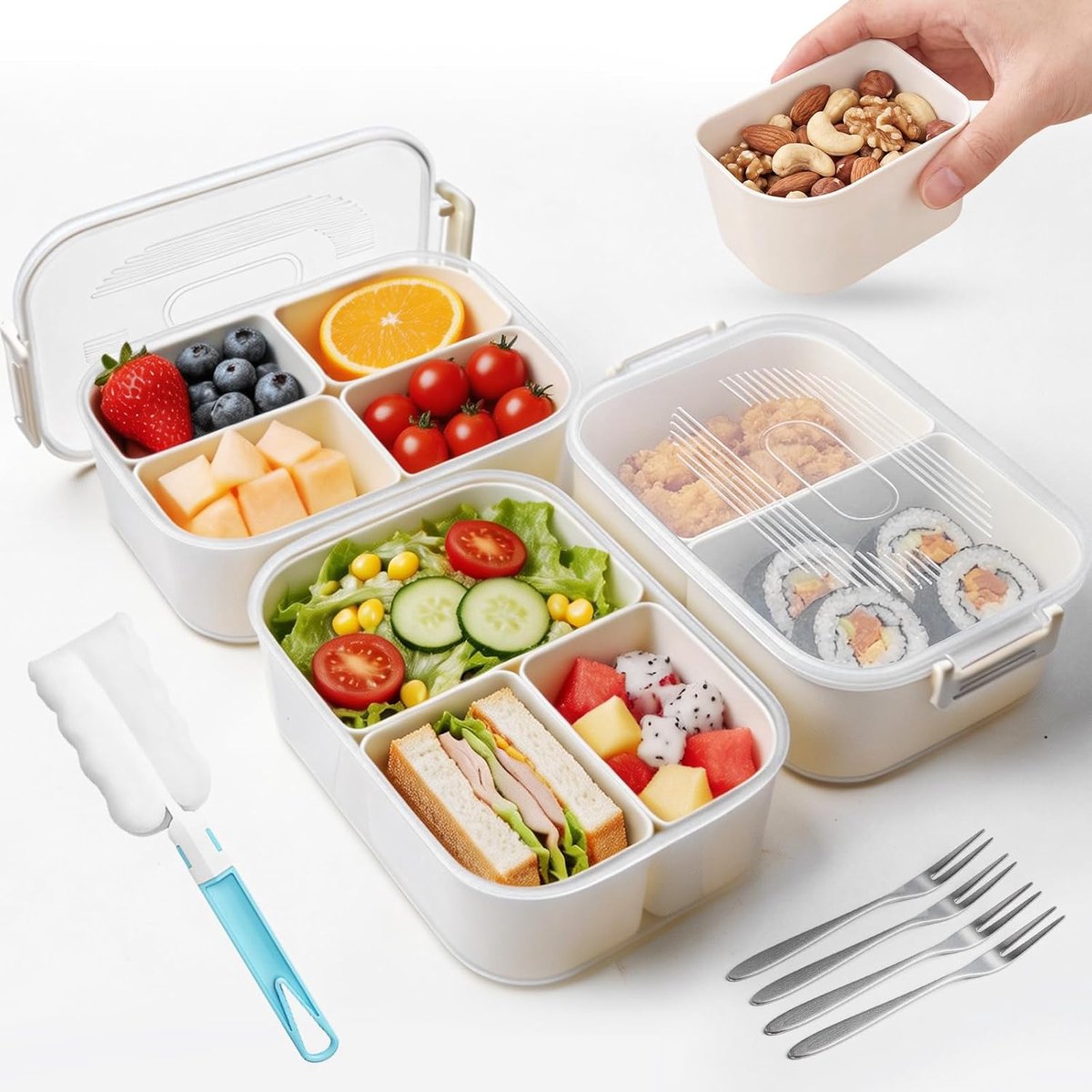 Snackbox 6 vakken - set van 2 - kunststof - ideaal voor het bewaren van snacks - ShopVlot
